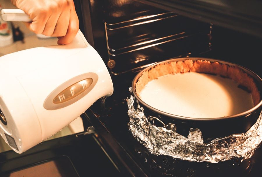 Baño de agua de tarta de queso
