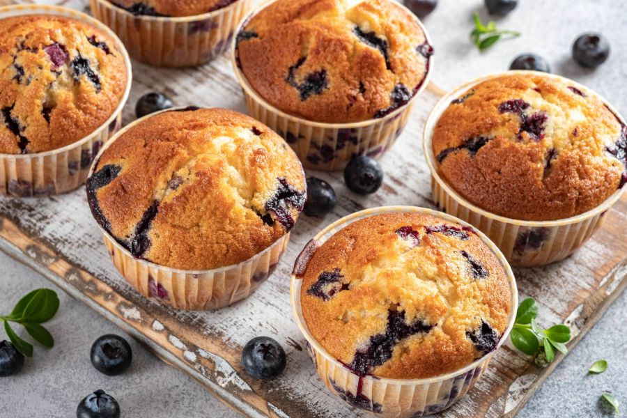 Deliciosos muffins de arándanos
